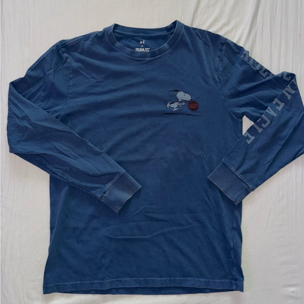AE x Peanuts Men's Blue Long Sleeve Shirt